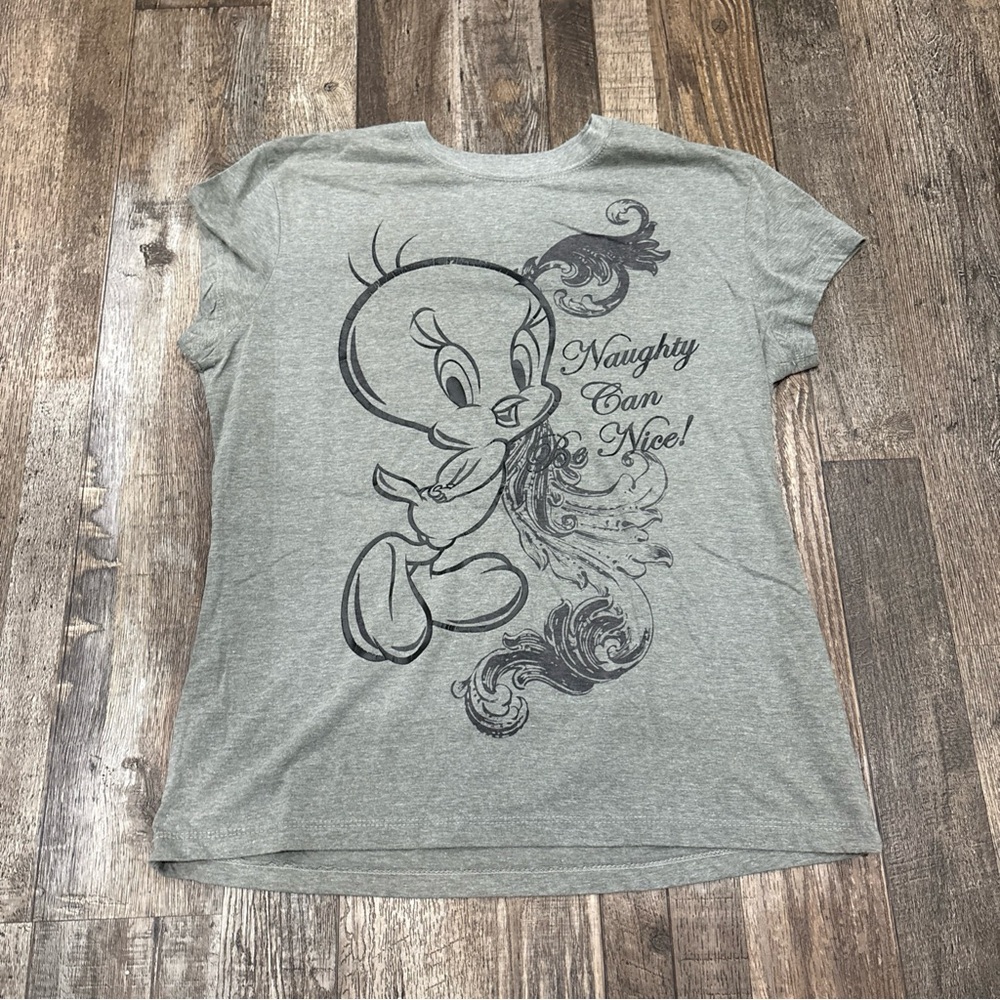 Women’s Vintage Looney Tunes Tweety Bird Naughty Can Nice! Shirt Sz 2XL